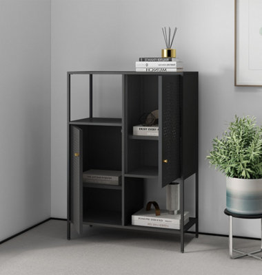 Hallowood Furniture Bewdley Black Metal Side Display Unit With 2 Doors from B&Q