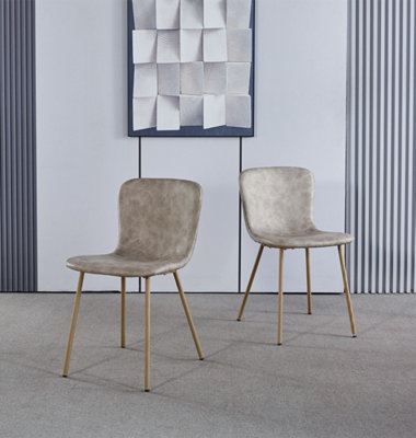 Hallowood Furniture Cullompton Taupe Faux Leather Dining Chair With Oak Effect Legs X2 from B&Q