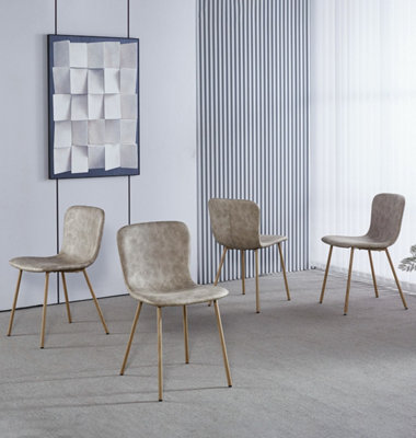 Hallowood Furniture Cullompton Taupe Faux Leather Dining Chair With Oak Effect Legs X4 from B&Q