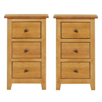 Hallowood Furniture Aston 3 Drawer Small Bedside Table (Pair) from B&Q