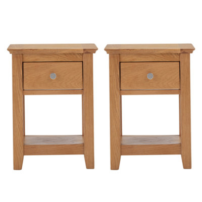 Hallowood Furniture Hereford Oak Small Lamp Table With Drawer (Pair) from B&Q