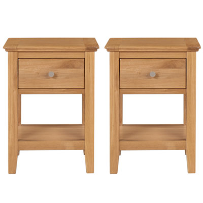 Hallowood Furniture Hereford Oak Lamp Table With Drawer (Pair) from B&Q