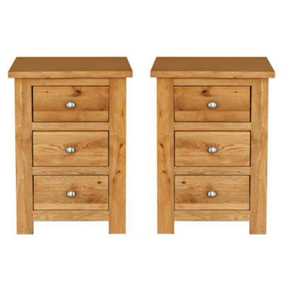 Hallowood Furniture Waverly Oak 3 Drawer Bedside Table (Pair) from B&Q