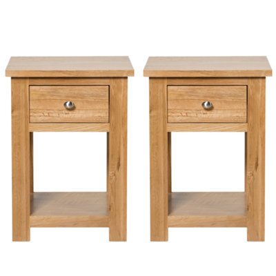 Hallowood Furniture Waverly Oak Lamp Table With Drawer (Pair) from B&Q
