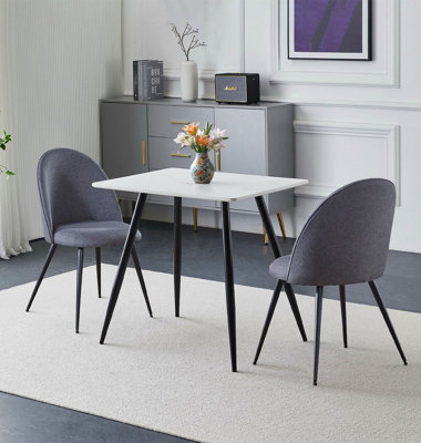 Hallowood Furniture Cullompton Small Rectangular Dining Table 80Cm With 2 Grey Chairs from B&Q