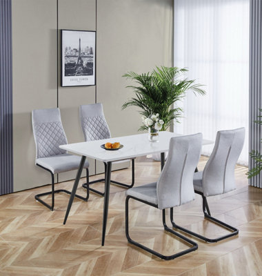 Hallowood Furniture Cullompton Rectangular Dining Table 120Cm With 4 High Back Chairs from B&Q