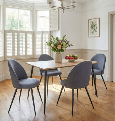 Hallowood Furniture Cullompton Small Rectangular Dining Table 120Cm With 4 Dark Grey Curved Back Chairs from B&Q