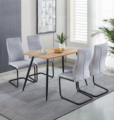 Hallowood Furniture Cullompton Small Rectangular Dining Table 120Cm With 4 High Back Grey Chairs from B&Q