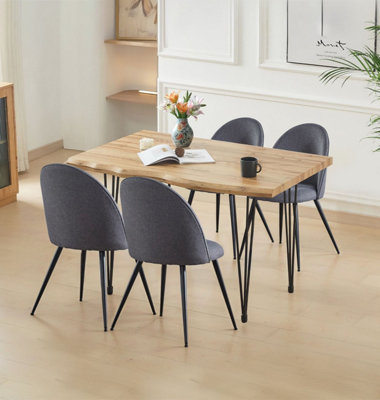 Hallowood Furniture Cullompton Large Dining Table 120Cm With 4 Grey Fabric Chairs from B&Q