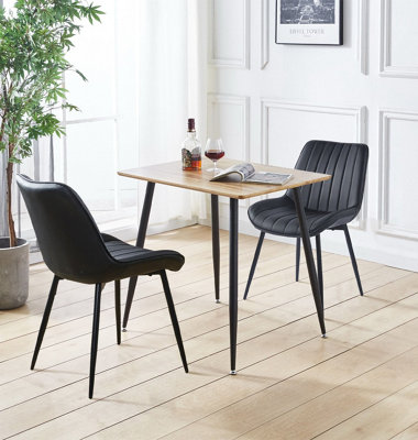 Hallowood Furniture Cullompton Small 80Cm Rectangular Dining Table With 2 Black Leather Chairs from B&Q