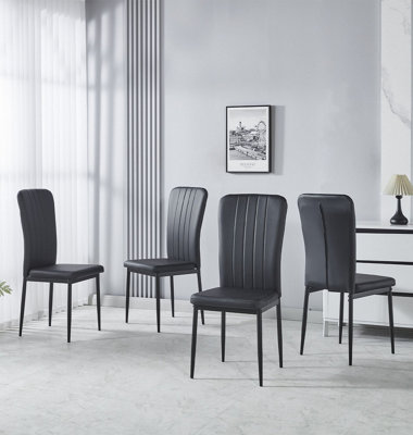 Hallowood Furniture Cullompton Dining Chair With Black Faux Leather Backrest And Seat X4 from B&Q