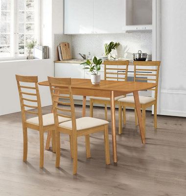 Hallowood Furniture Aston Butterfly Extending Table With 4 Light Oak Ledbury Chairs from B&Q