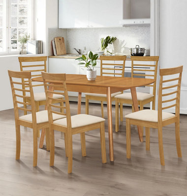 Hallowood Furniture Aston Butterfly Extending Table With 6 Light Oak Ledbury Chairs from B&Q