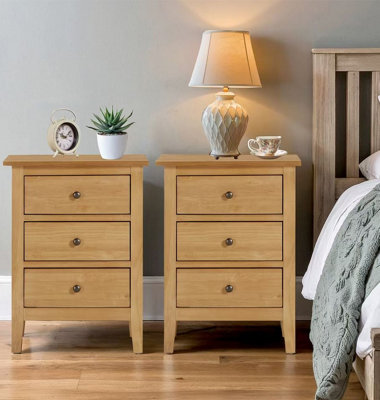 Hallowood Furniture Aston 3 Drawer Bedside TableSet Of 2 from B&Q