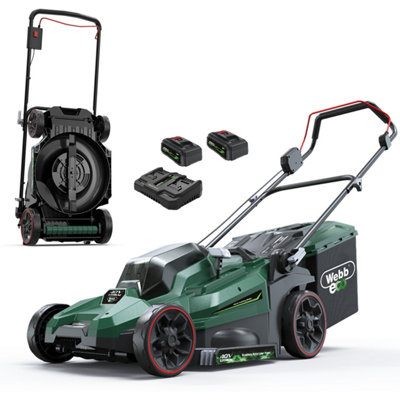 Webb Wev20X2Lm38Rrb4X 40V (2 X 20V) 38Cm Cordless Rear Roller Rotary Lawnmower (2 X 4Ah Batteries & Charger) from B&Q