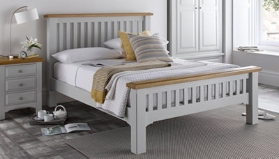 B&Q -  6Ft Super King Real Oak & Light Grey Solid,strong,wood Bed Frame.wooden Bedstead