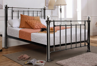 Save On Goods UK 5Ft King Size Black Nickel,traditional Antique Victorian Metal Bed Frame from B&Q