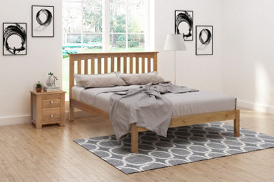 Save On Goods UK 5Ft King Size Real Oak,solid,strong,wood Bed Frame.low Foot End Wooden Bedstead from B&Q