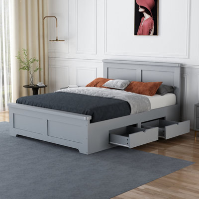 Save On Goods UK 5Ft King Size 4 Drawer StorageSolid,strong,grey Painted Wood Bed Frame.wooden Bedstead from B&Q