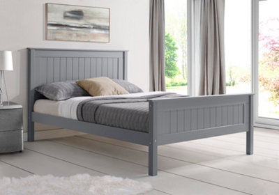 Save On Goods UK 3Ft Single Grey ,wood Bed Frame Wooden High Foot End,solid Panel Bed Frame.shaker Style from B&Q
