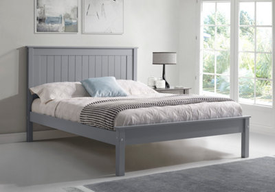 Save On Goods UK 3Ft Single Grey,wood Low Bed,wooden Low Foot End,solid Panel Bed Frame.shaker Style from B&Q