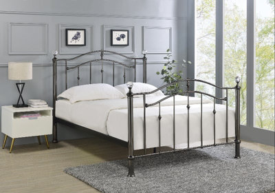 Save On Goods UK 5Ft King Size Black NickelCrystal Ball Finish Traditional Metal Bed Frame Bedstead from B&Q