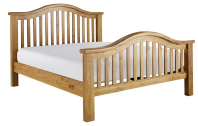 Save On Goods UK 4Ft6 Double Real Oak,chunkyCurvedSolid,strong,wood Bed Frame.high Foot End Wooden Bedstead from B&Q