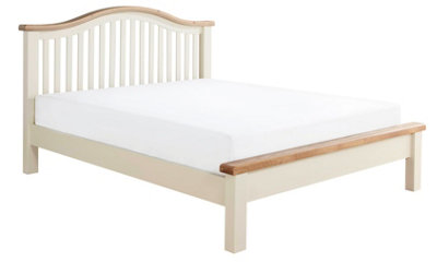 B&Q -  6Ft Super King Real Oak And Cream,chunkyCurvedSolid,strong,wood Bed Frame.low Foot End Wooden Bedstead