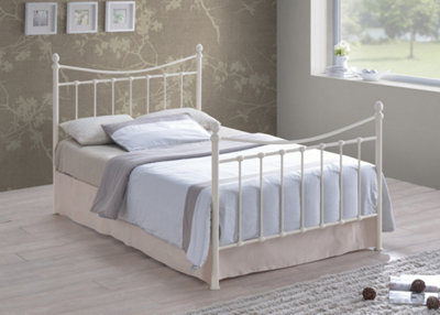 Save On Goods UK 5Ft King Size Traditional Victorian Style Ivory White Tubular Steel Metal Bed FrameBedstead from B&Q