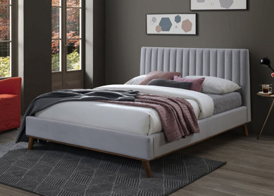 Save On Goods UK 5Ft King Size Light Grey Soft Velvet Fabric Upholstered Bed Frame Bedstead. from B&Q