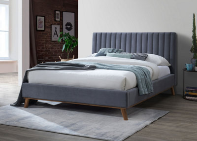 Save On Goods UK 5Ft King Size Dark Grey Soft Velvet Fabric Upholstered Bed Frame Bedstead. from B&Q