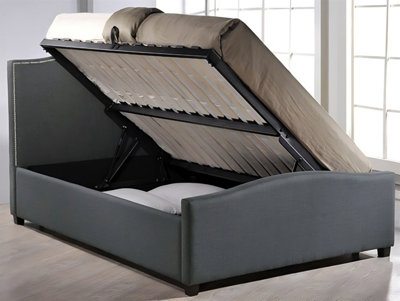 Save On Goods UK 4Ft6 Double Ottoman Lift Up Storage BedGrey Fabric Upholstered Bed Frame Bedstead. from B&Q