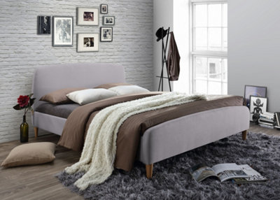Save On Goods UK 5Ft King Size Light Grey Fabric Upholstered Bed Frame,bedstead. Soft Finish Fabric Bed from B&Q