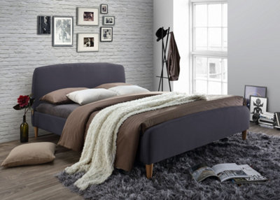 Save On Goods UK 5Ft King Size Dark Grey Fabric Upholstered Bed Frame,bedstead. Soft Finish Fabric Bed from B&Q