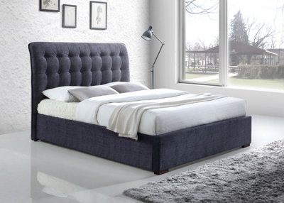 Save On Goods UK 4Ft6 Double Deep Buttoned,curvedFabric,upholstered,bed Frame,bedstead,paddedDark Grey from B&Q