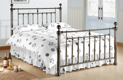 Save On Goods UK 4Ft6 Double Antique Victorian Style,polished Black Nickel Finish Traditional Metal Bed Frame Bedstead from B&Q