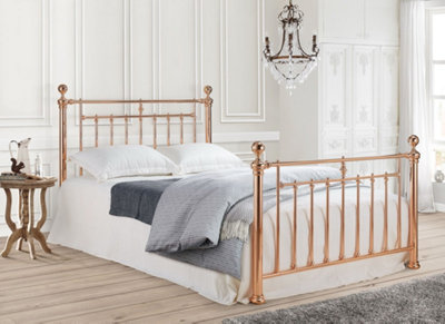 Save On Goods UK 4Ft6 Double Antique Victorian Style,polished Rose Gold Finish Traditional Metal Bed Frame Bedstead. from B&Q