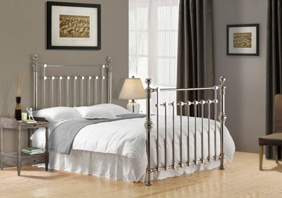 Save On Goods UK 5Ft King Size Antique Victorian StyleChrome Nickel Finish Traditional Metal Bed Frame Bedstead. from B&Q