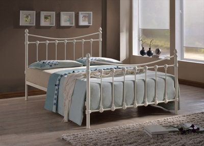 Save On Goods UK 4Ft6 Double Ivory White Antique Victorian Style Traditional Metal Bed Frame BedsteadStrongRobust Bed from B&Q