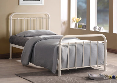 Save On Goods UK 3Ft Single Ivory White Tubular Steel Metal Retro Victorian Bed Frame Bedstead from B&Q