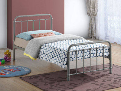 Save On Goods UK 3Ft Single Light Grey Tubular Steel Metal Retro Victorian Bed Frame Bedstead from B&Q