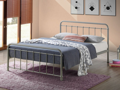 Save On Goods UK 5Ft King Size Light Grey Tubular Steel Metal Retro Victorian Bed Frame Bedstead from B&Q