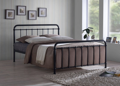 Save On Goods UK 4Ft6 Double Black Tubular Steel Metal Retro Victorian Bed Frame Bedstead from B&Q