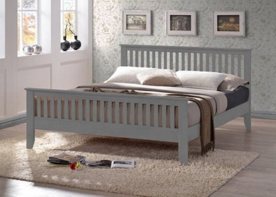 Save On Goods UK 3Ft Single Grey Colour Finish Shaker Wood Wooden Bed Frame Bedstead High Foot End from B&Q