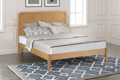 Save On Goods UK 4Ft6 Double Real Oak,solid Panel,strong,wood Bed Frame.low Foot End Wooden Bedstead from B&Q
