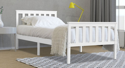 Save On Goods UK 3Ft Single White Painted Wood Wooden Bed FramePine Wood Painted In White Bedstead from B&Q