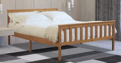 Save On Goods UK 4Ft6 Double Oak Finish Wood Wooden Bed FramePine Wood Oak Wood Finish Bedstead from B&Q