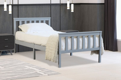 Save On Goods UK 3Ft Single Grey Finish Wood Wooden Bed FramePine Wood Grey Wood Finish Bedstead from B&Q