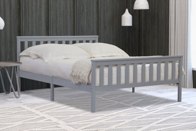 Save On Goods UK 4Ft Small Double Grey Finish Wood Wooden Bed FramePine Wood Grey Wood Finish Bedstead from B&Q