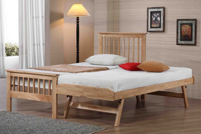 B&Q -  Oak Wood Finish Guest Bed,underbed,trundle,overnighter Wooden Bed Frame 3Ft Single